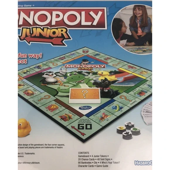 Monopoly Junior Kids Games Hasbro Gaming 5+ T-Rex Scottie Penguin Ducky NEW - Picture 5 of 8